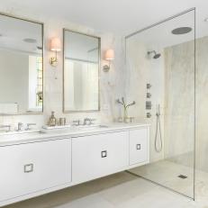 White Spa Bathroom With Marble Shower