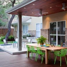 Covered Outdoor Dining Area is Perfect for Year-Round Entertaining