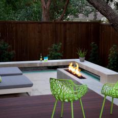 Built-in Bench Provides Extra Seating Around Fire Pit
