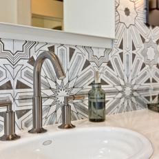Photos Hgtv Ann Sacks Lux Tile Complements Silver Fixtures In Master Bathroom