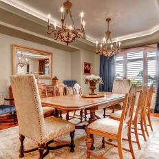 Traditional Dining Room With Recessed Ceiling