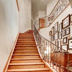 Staircase With Wrought Iron Railing