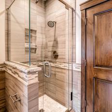 Glass Shower With Gray Tile