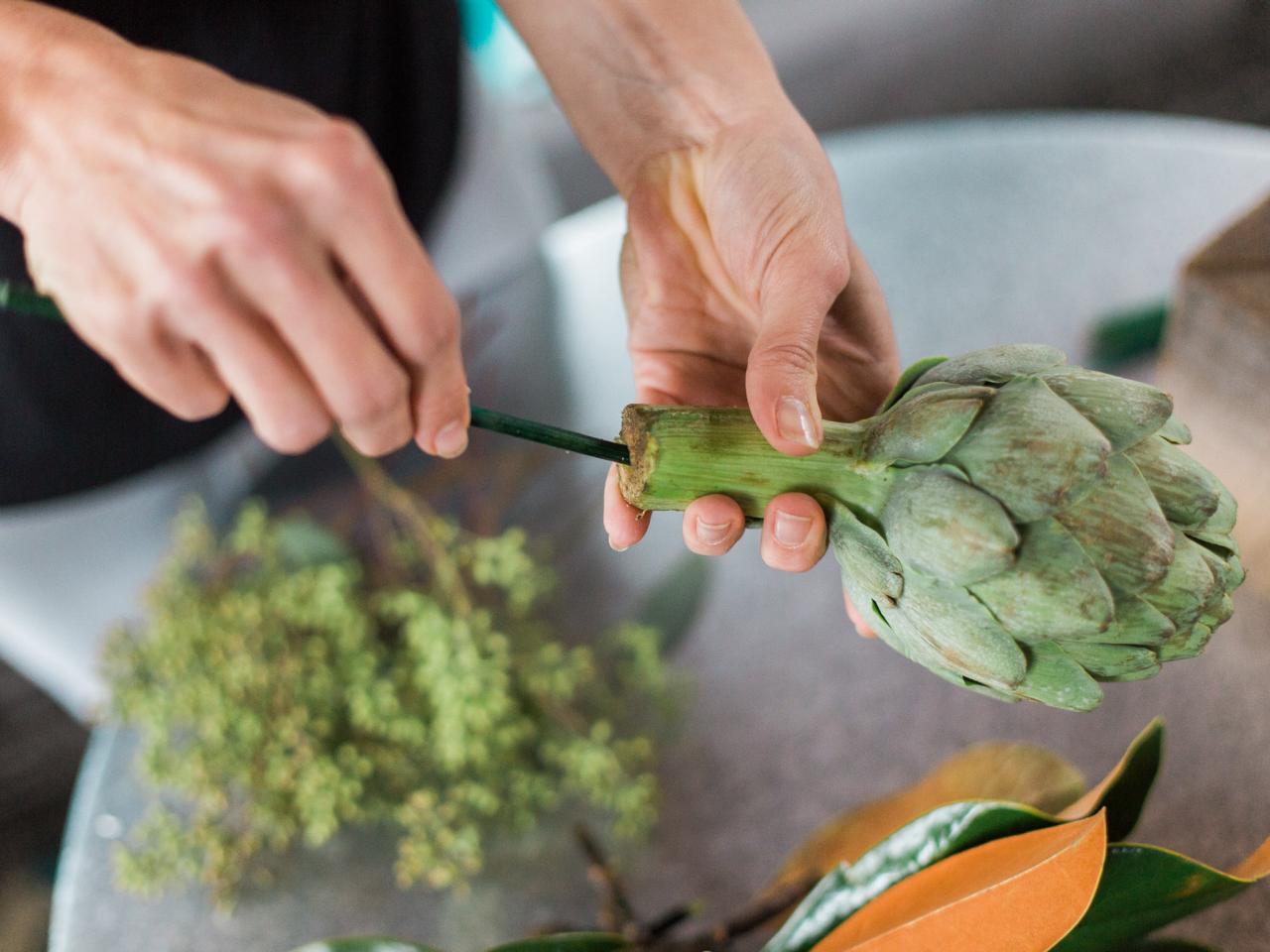 Make an Artichoke and Magnolia Centerpiece HGTV