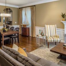Neutral Transitional Dining Area and Striped Chair