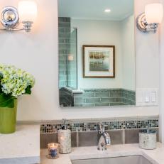 Bathroom Sink With Mosaic Tile Backsplash