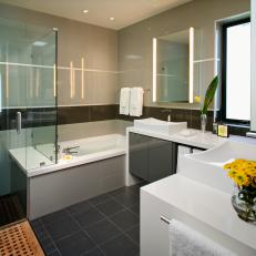 Neutral Modern Bathroom With Gray Floor