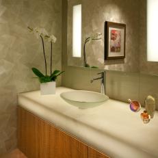 Neutral Contemporary Bathroom With Illuminated Mirror