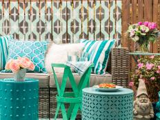 HGTV Spring House 2016 Patio Sitting Area With Blue Accents