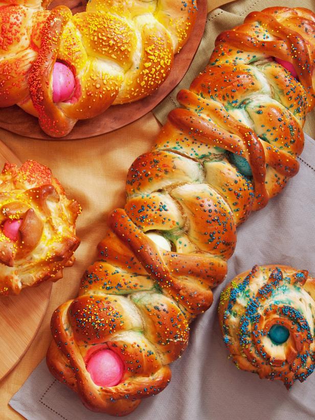 Easter Bread With Colored Eggs