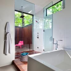 Contemporary Bathroom With Glass Enclosed Shower