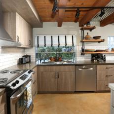 Open Kitchen with Rustic, Industrial Materials