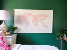 Whether youâ  re a world traveler or you just got your passport, no one can resist this gorgeous world map with its intricate string art, playful color and large scale design.