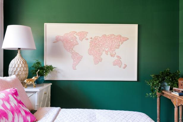 Whether youâ  re a world traveler or you just got your passport, no one can resist this gorgeous world map with its intricate string art, playful color and large scale design.