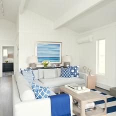 Blue and White Beach House Living Room 