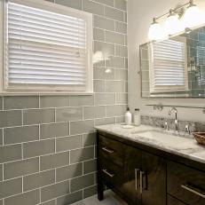Contemporary Master Bathroom With Gray Tile Walls