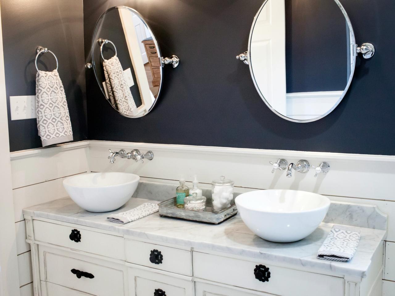 Timeless Contemporary Bathroom With Double Vessel Sink White