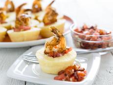 Shrimp and Grits Bites Cooked in Muffin Tins