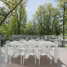 Modern Patio With White Dining Table