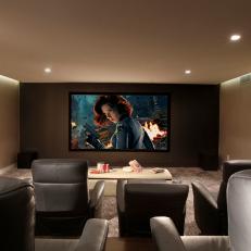 Home Theater With Gray Recliners