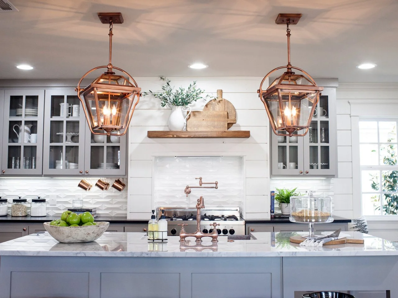 Copper kitchen island lights store
