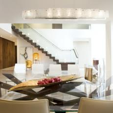 Contemporary Dining Room With Square Glass Table