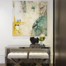 White, Modern Entry With Abstract Art