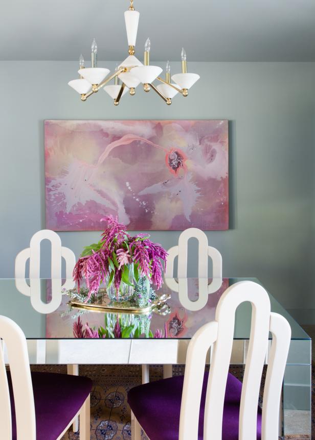 Gray Blue And Rose Dining Room