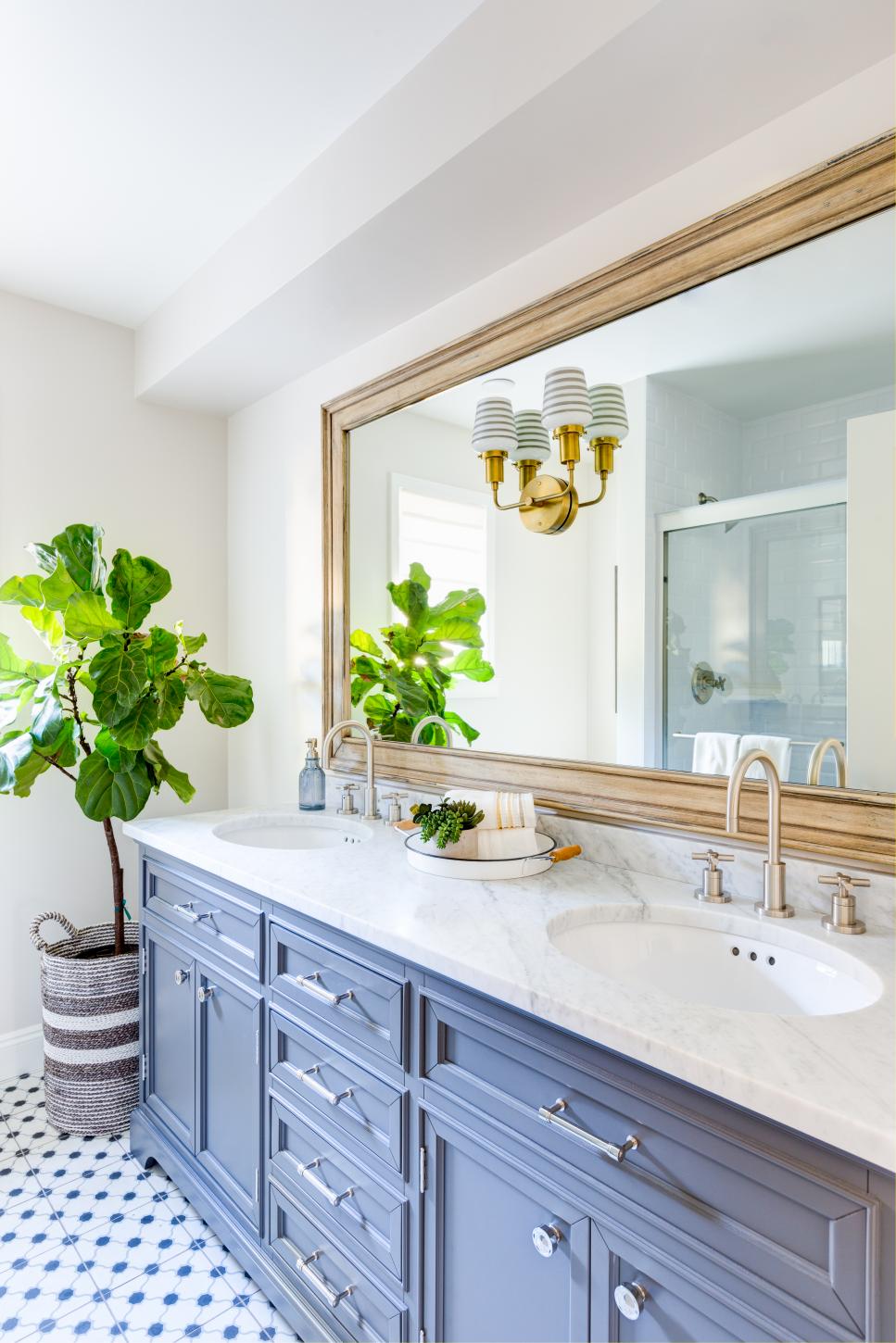 Updated Traditional Bathroom Vanity, Blue Gray Bathroom Vanity