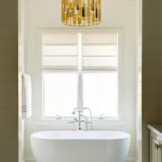 Chic Transitional Bathroom With Freestanding Tub