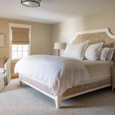 Neutral Coastal Bedroom With Seagrass Bed Frame