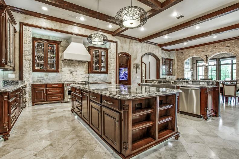 Rustic, Traditional Kitchen With Center Island