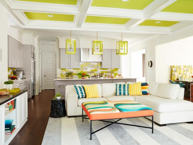 Brightly Colored Living Room Kitchen Hybrid