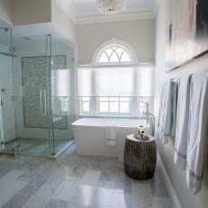 Gray, Modern Bathroom with Freestanding Tub