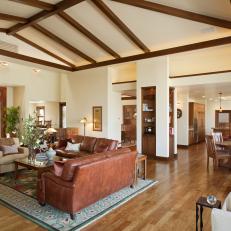 Neutral Great Room With Vaulted Ceiling