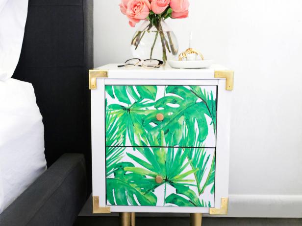 How to Make a DIY Wallpaper-Decal Nightstand | HGTV