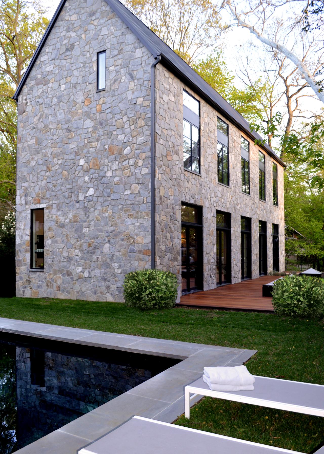 Contemporary Stone House Exterior With Gable Roof HGTV