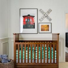 Train Inspired Nursery Blends Colors and Patterns From Floor to Ceiling