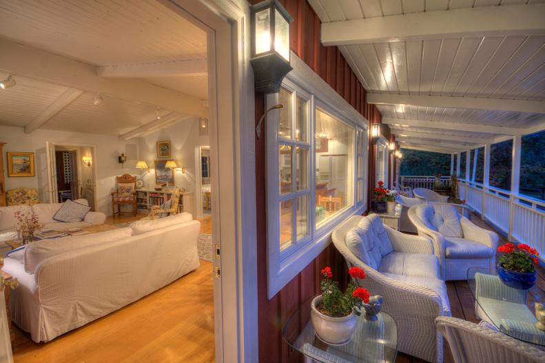 Red and White Covered Porch