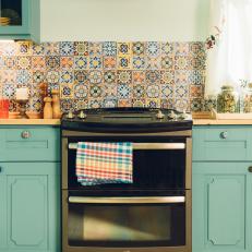 A mosaic backsplash adds texture and character.