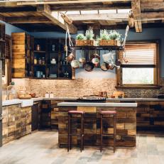 Reclaimed wood brings character to a kitchen.