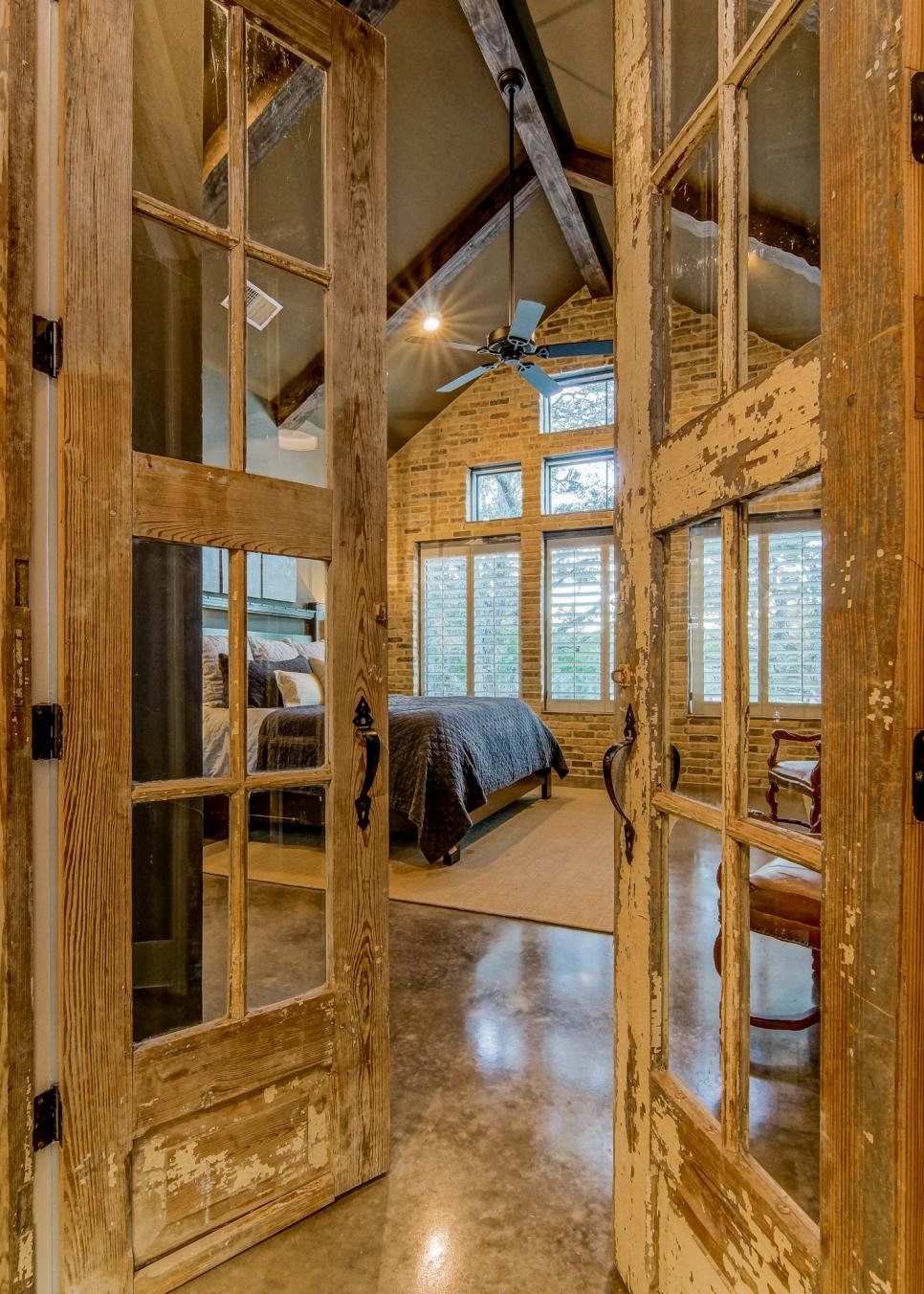 Weathered French Doors In Country Bedroom HGTV