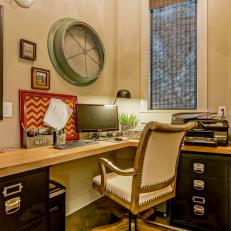 Country Home Office With Corner Desk and Eclectic Elements