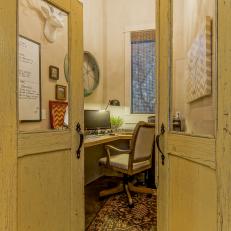Country Home Office With Weathered Yellow Doors