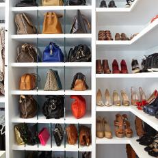 Walk-In Closet With Designer Shoes and Handbags