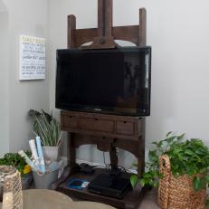 Eclectic TV Stand in Family Room