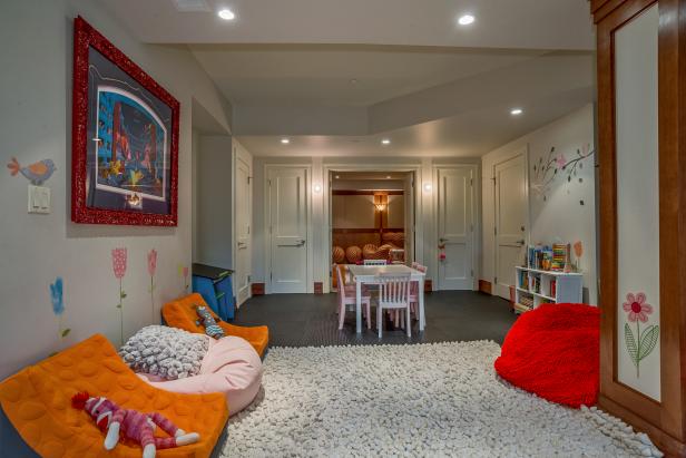 Playroom With Bean Bag Chairs In Craftsman Home Hgtv