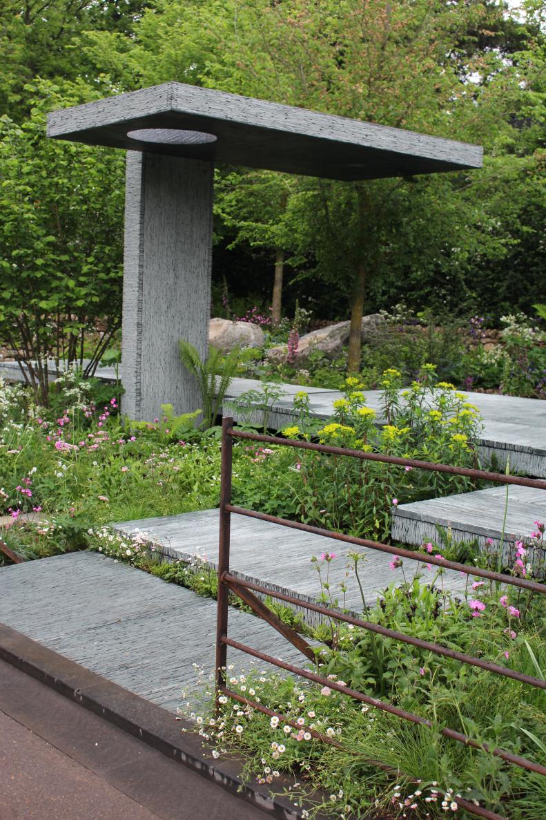 One of the most talked about gardens at the 2015 Chelsea Flower Show, the Brewin Dolphin garden designed by Darren Hawkes features more than 40,000 pieces of hand-cut slate.