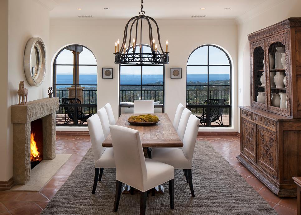 Mediterranean Style Dining Room With, Mediterranean Dining Room Chairs