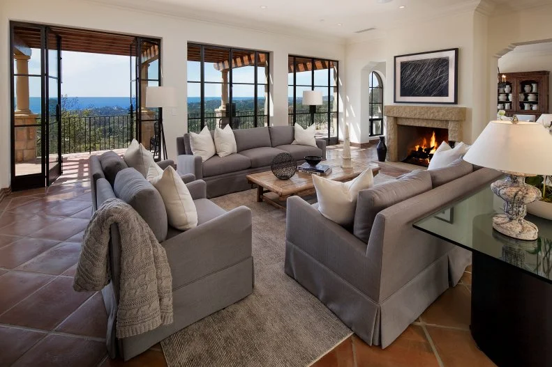 Neutral Transitional Living Room 
